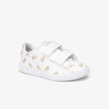 Lacoste Carnaby Evo Synthetic Sneakers with Multi-Croc Prints Dětské - Tenisky Bílé / Zlaté | CZ-6fp